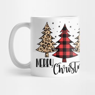 Merry Christmas Cheetah and Buffalo Plaid Design Mug